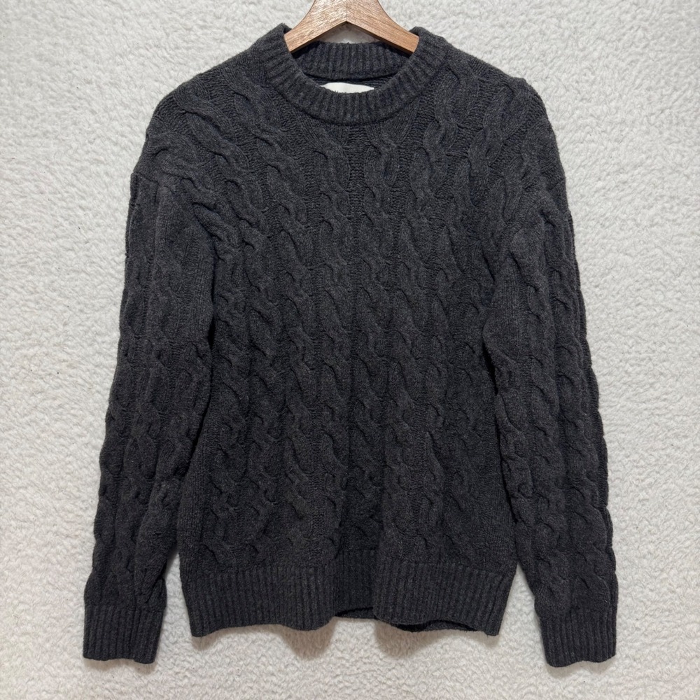 Abercrombie Fitch Womens Cable Knit Sweater Charcoal Gray Soft‎ Size Small